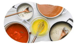 Top view image of the 5 mother sauces