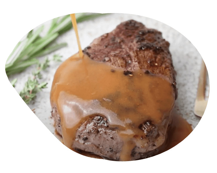 Beef steak with Espagnole sauce